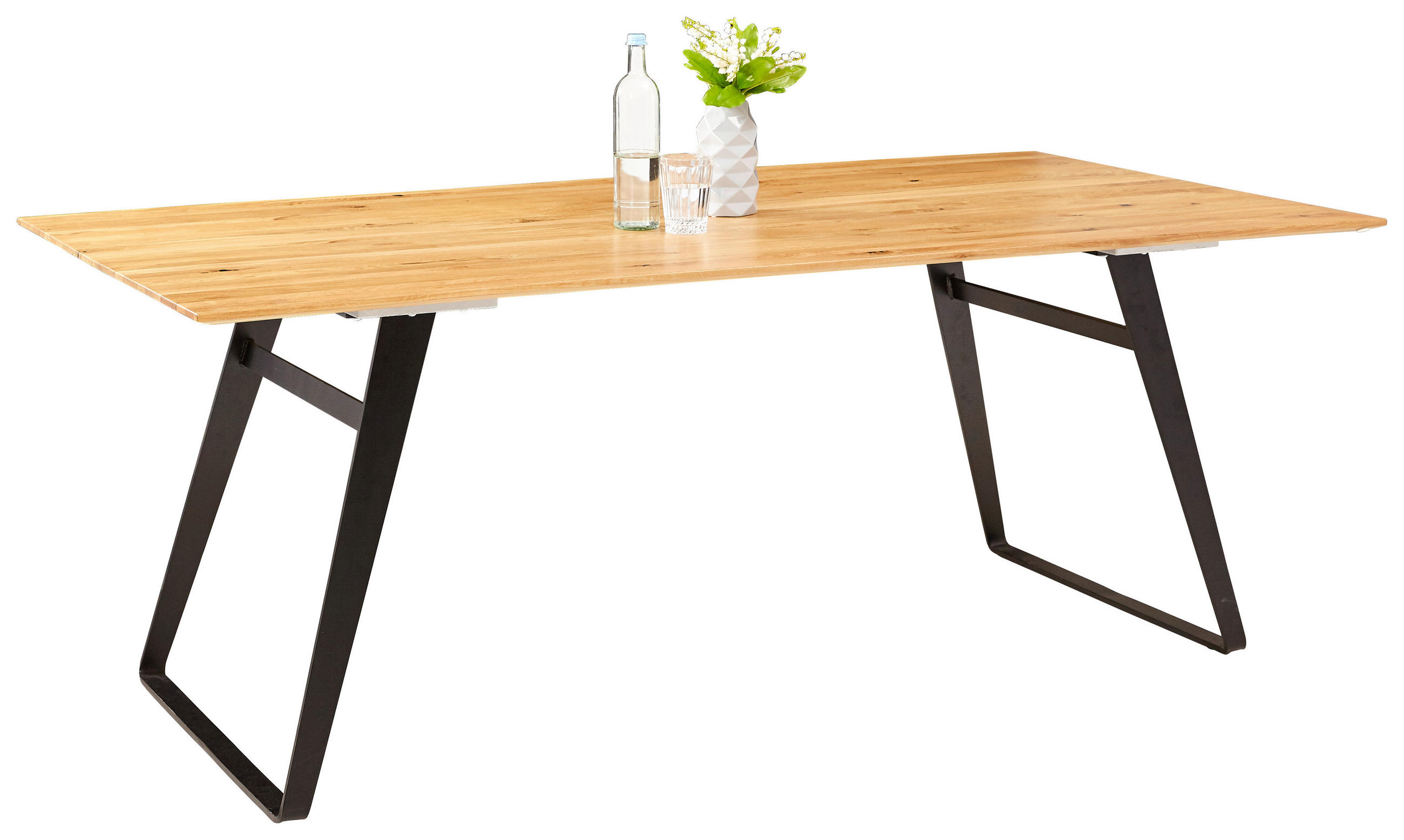 ESSTISCH in Holz 180/100/77 cm  - Eichefarben/Schwarz, Design, Holz/Metall (180/100/77cm) - Musterring