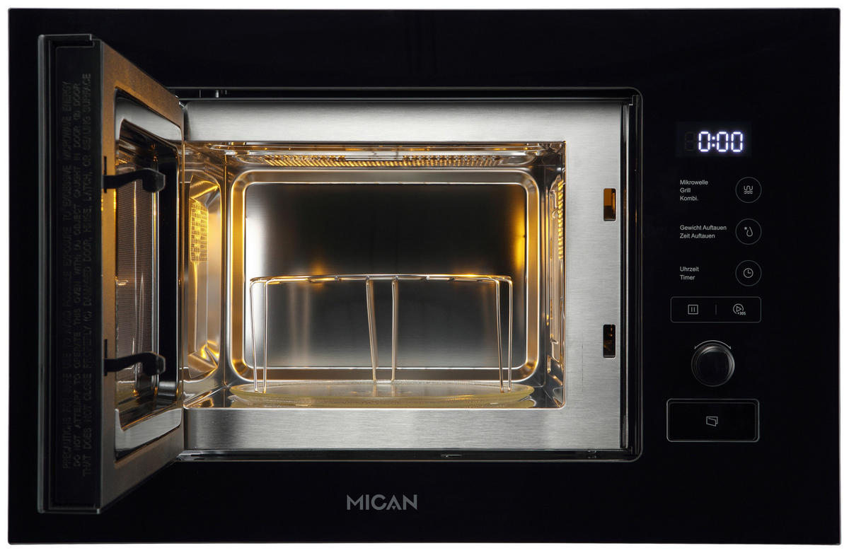 EINBAUMIKROWELLE MGM17SCBG  - Schwarz, Basics, Glas/Metall (60/38,2/32cm) - Mican