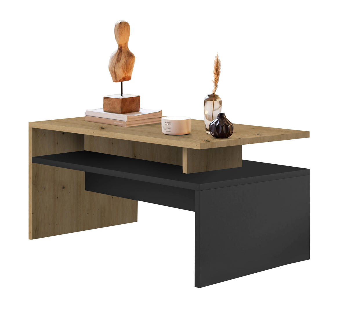 KLUBSKA MIZA, 92/47.5/50.5 cm antracit, hrast artisan  - antracit/hrast artisan, Moderno, leseni material (92/47.5/50.5cm) - Ti'me