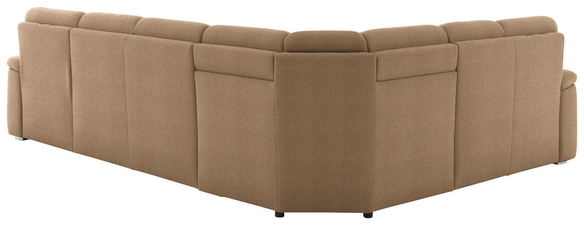 WOHNLANDSCHAFT  in Chenille Altrosa, Hellbraun  - Hellbraun/Alufarben, KONVENTIONELL, Holz/Textil (235/329/160cm) - Beldomo Comfort