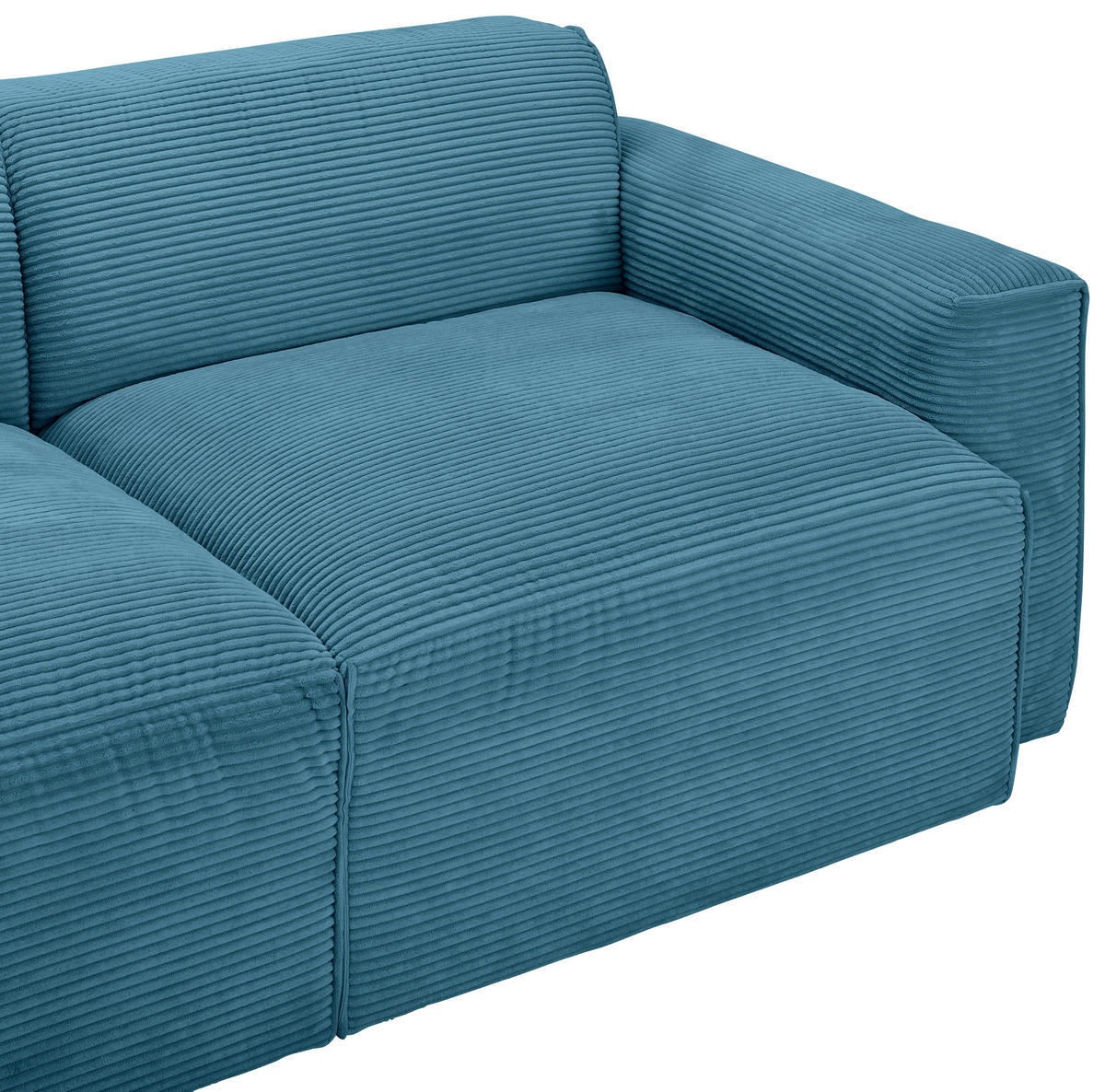 ECKSOFA in Cord Hellblau  - Schwarz/Hellblau, Design, Kunststoff/Textil (196/303cm) - Livetastic