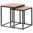 COUCHTISCHSET Eiche massiv quadratisch Naturfarben, Schwarz, Eichefarben  - Eichefarben/Schwarz, MODERN, Holz/Metall (45-50/45-50/37-40cm) - Xora