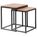 COUCHTISCHSET Eiche massiv quadratisch Naturfarben, Schwarz, Eichefarben  - Eichefarben/Schwarz, MODERN, Holz/Metall (45-50/45-50/37-40cm) - Xora