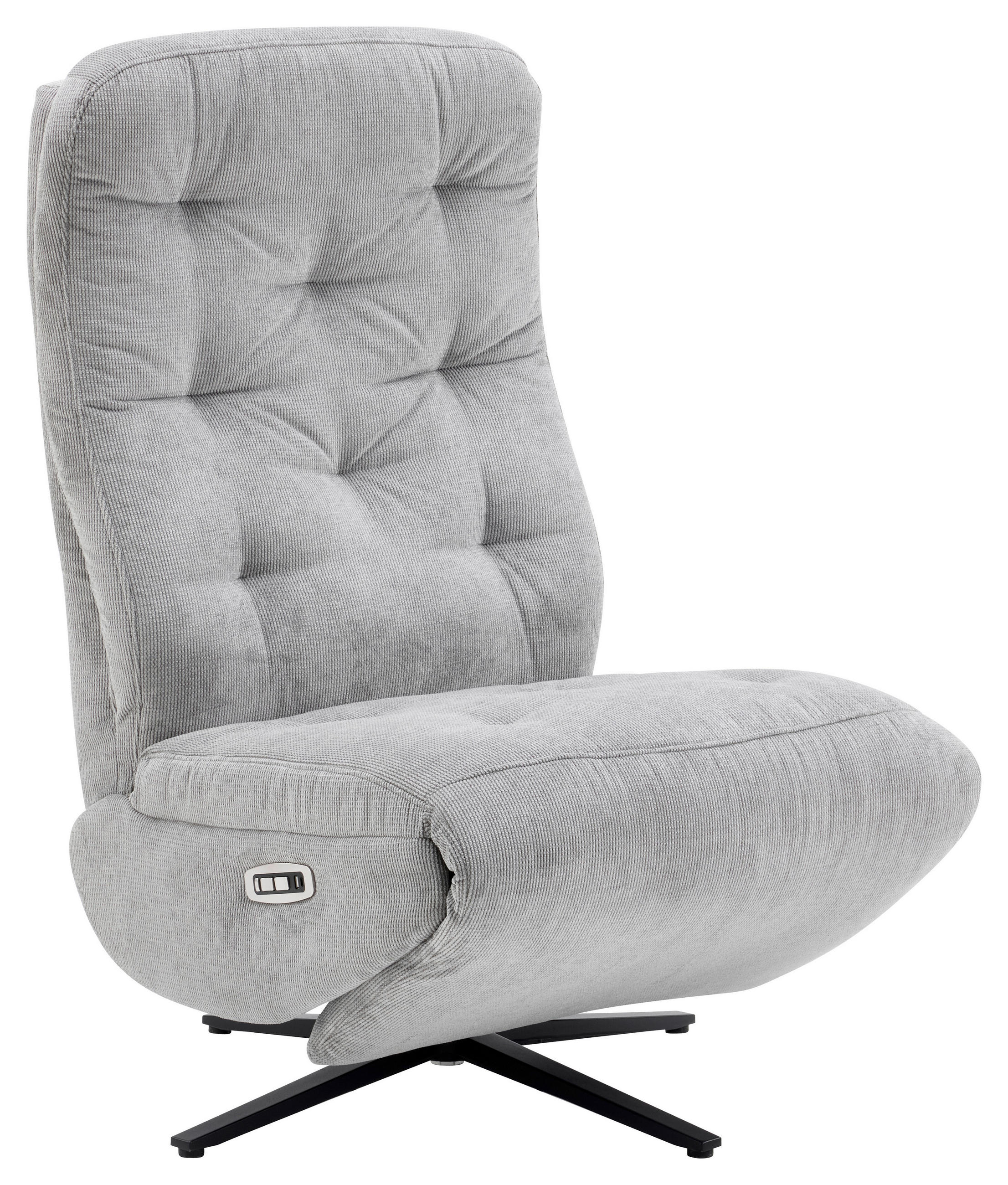 RELAXSESSEL Webstoff Relaxfunktion, Fußteilverstellung    - Schwarz/Grau, Design, Textil/Metall (68/113/84cm) - Livetastic