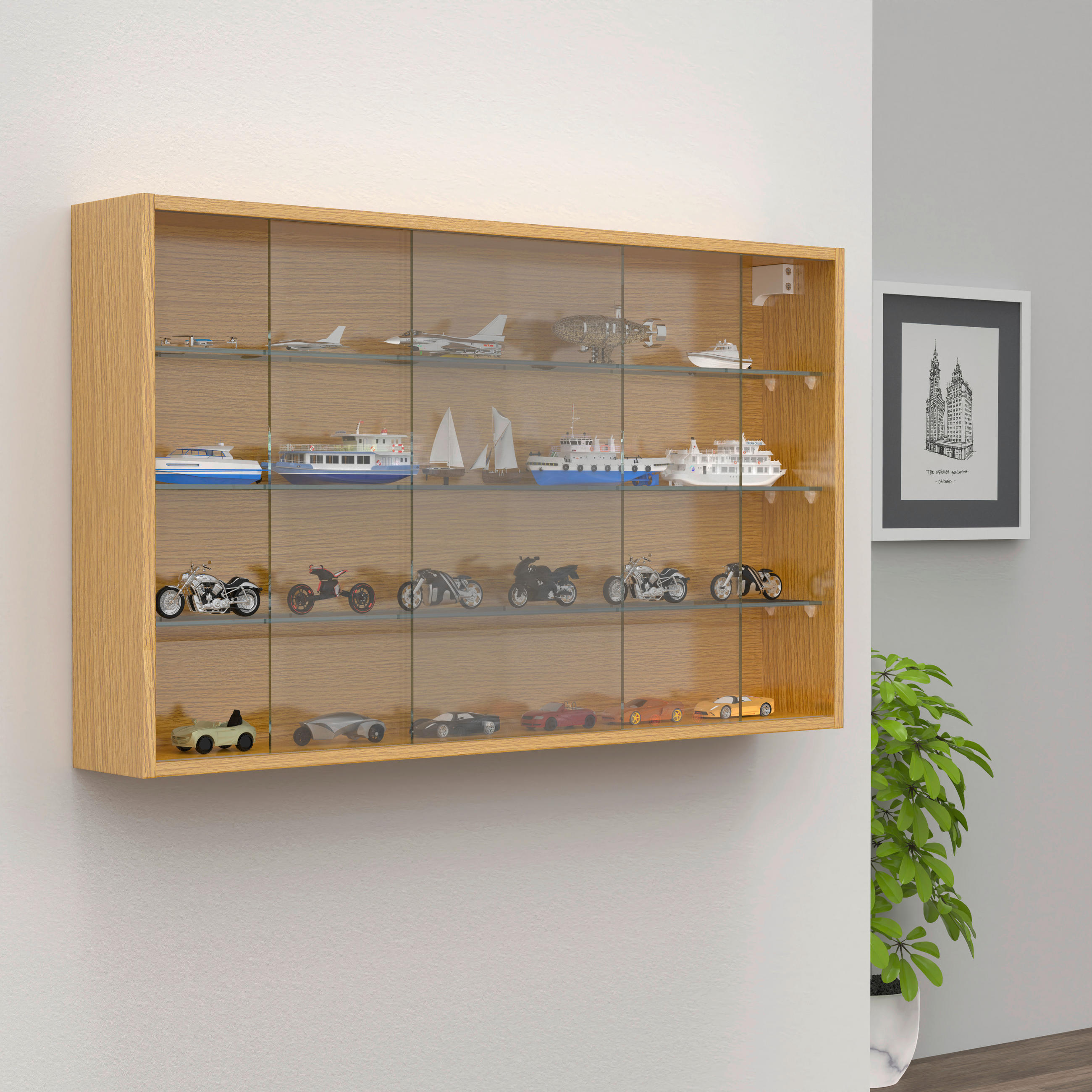 HÄNGEVITRINE in Honigeiche  - Honigeiche, Design, Glas/Holzwerkstoff (100/60/15cm) - MID.YOU