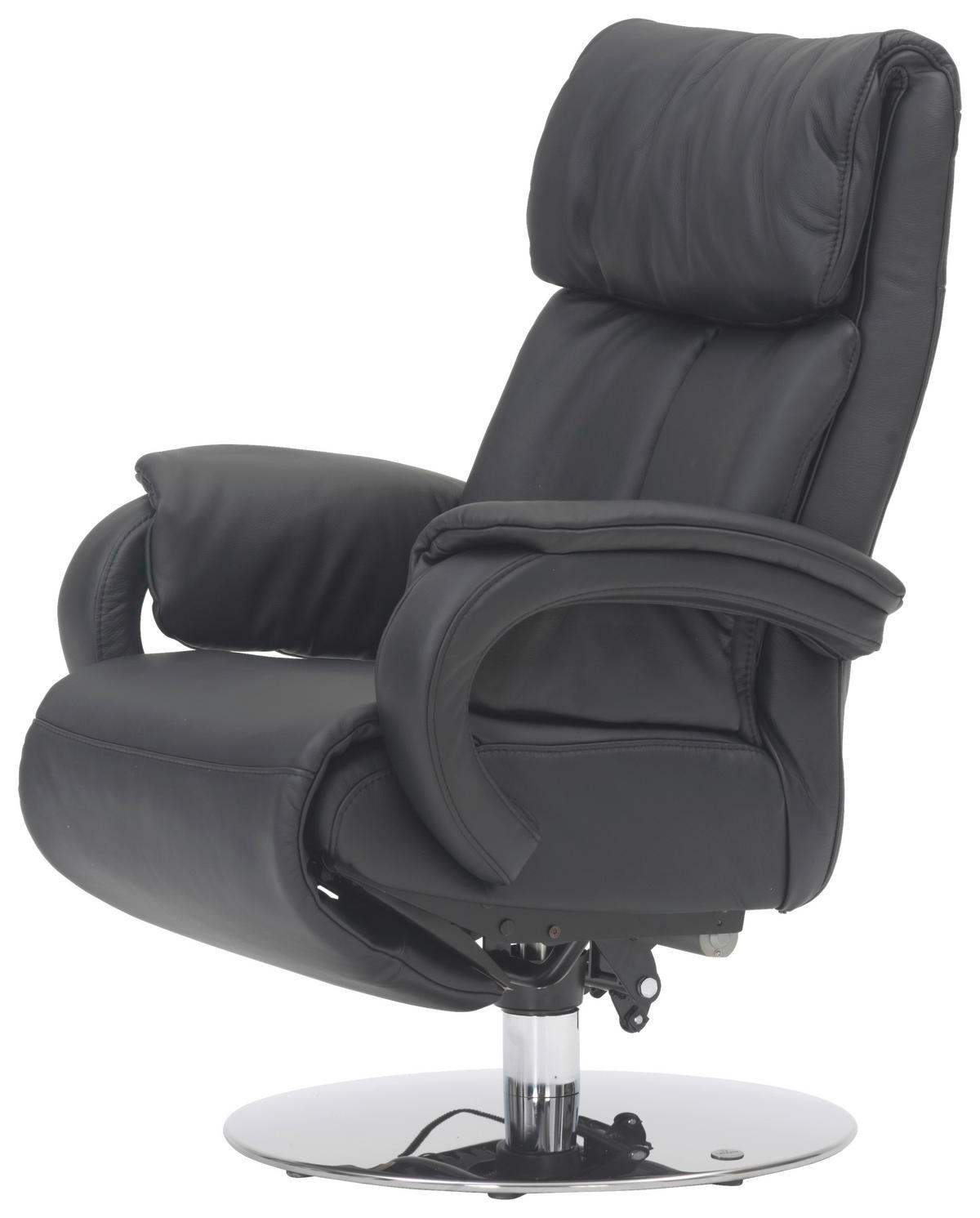 RELAXSESSEL in Leder Schwarz  - Chromfarben/Schwarz, Design, Leder/Metall (72/98/85cm) - Himolla