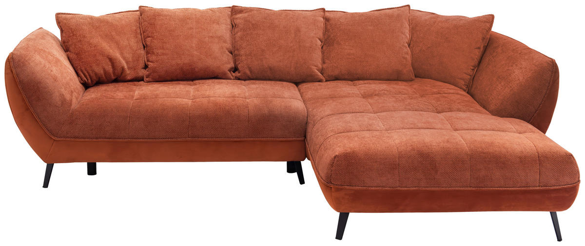 ECKSOFA in Struktur Rostfarben  - Rostfarben/Schwarz, Design, Textil/Metall (282/187cm) - Livetastic