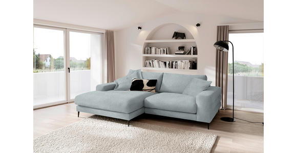 ECKSOFA  in Flachgewebe Hellblau  177/253 cm  - Schwarz/Hellblau, Design, Textil/Metall (177/253cm) - Dieter Knoll