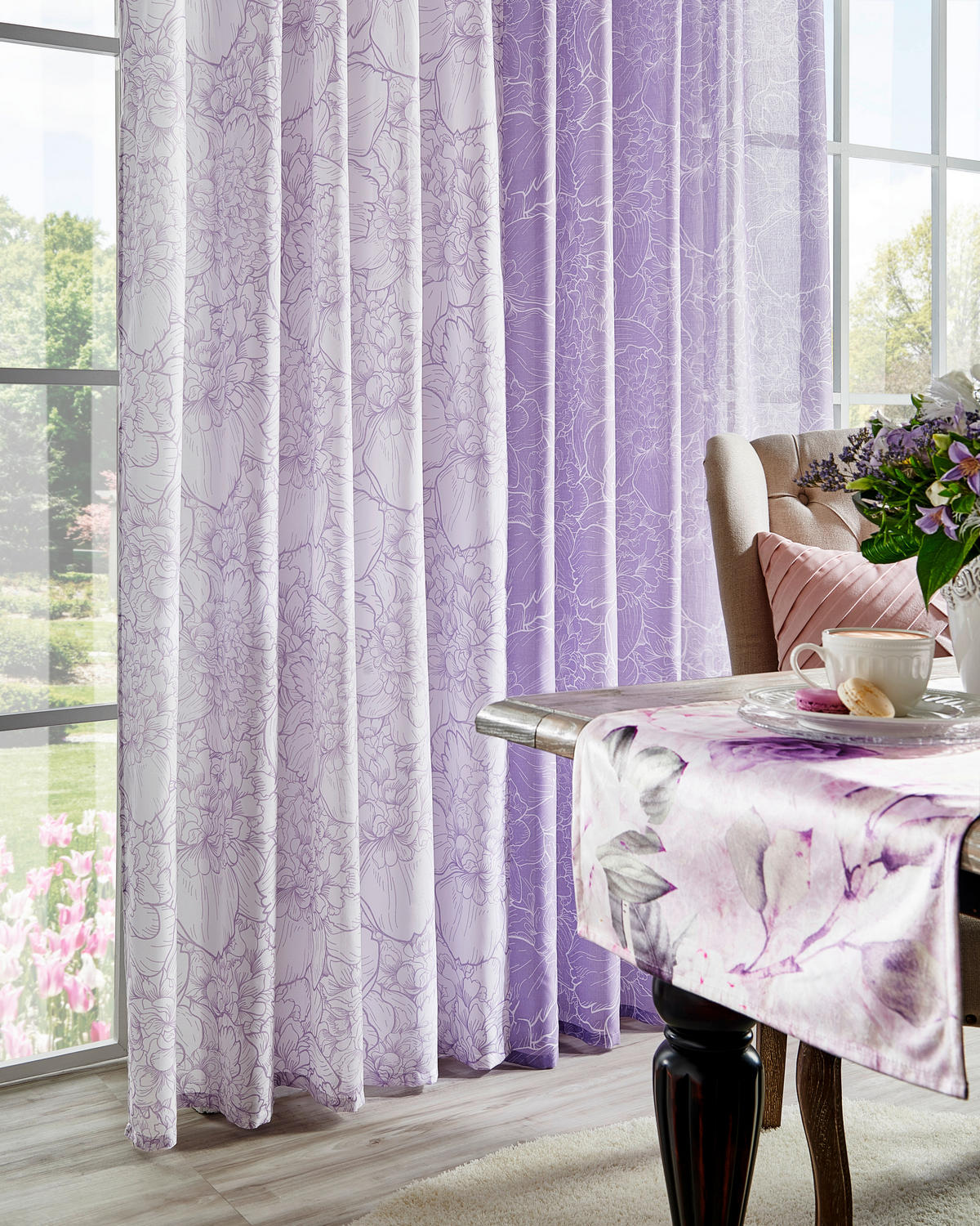 KÉSZFÜGGÖNY részben áttetsző  - lila, Lifestyle, textil (140/245cm) - Esposa