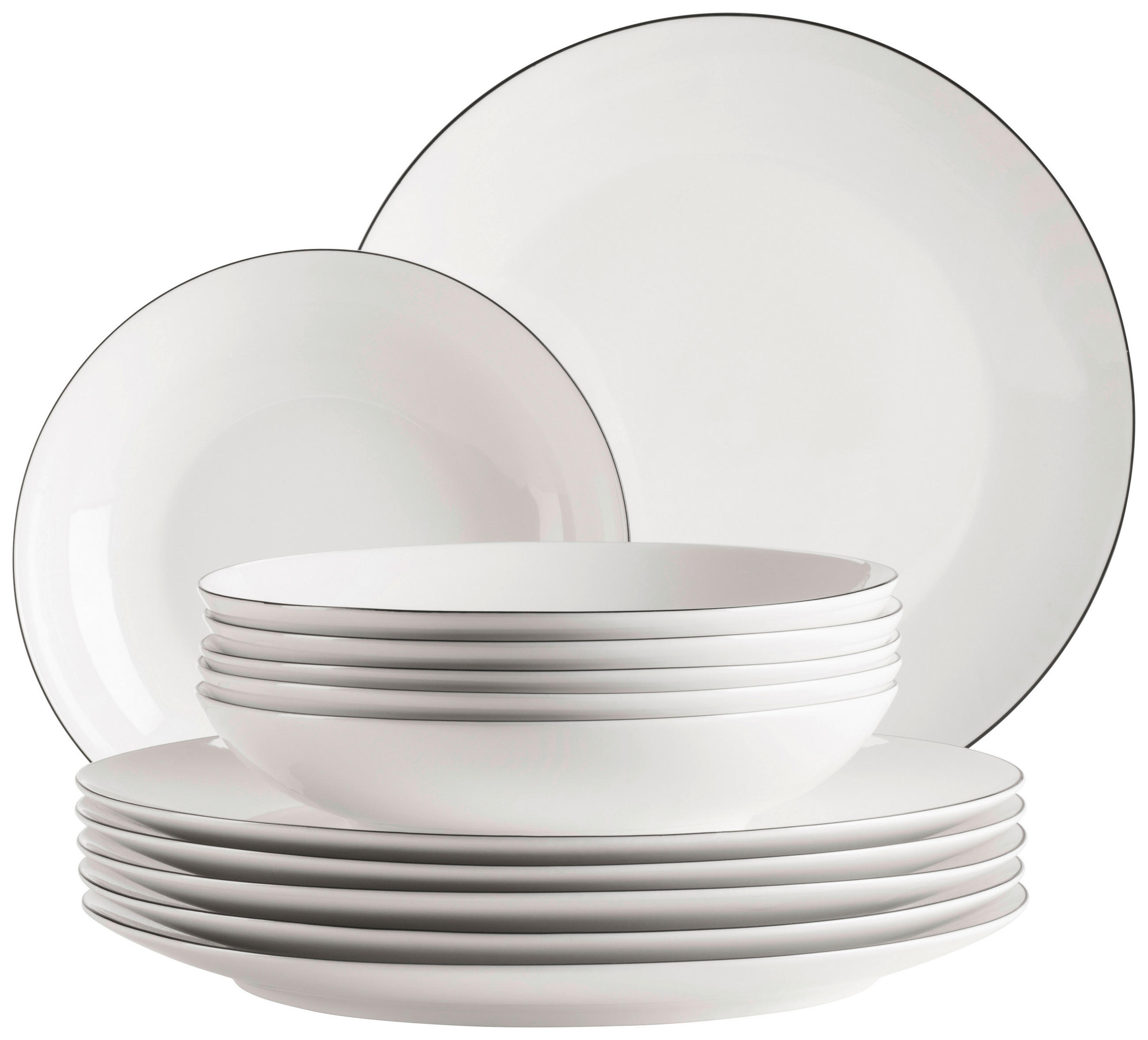 Mäser TAFELSERVICE Schwarz, Weiß 12-teilig Felise