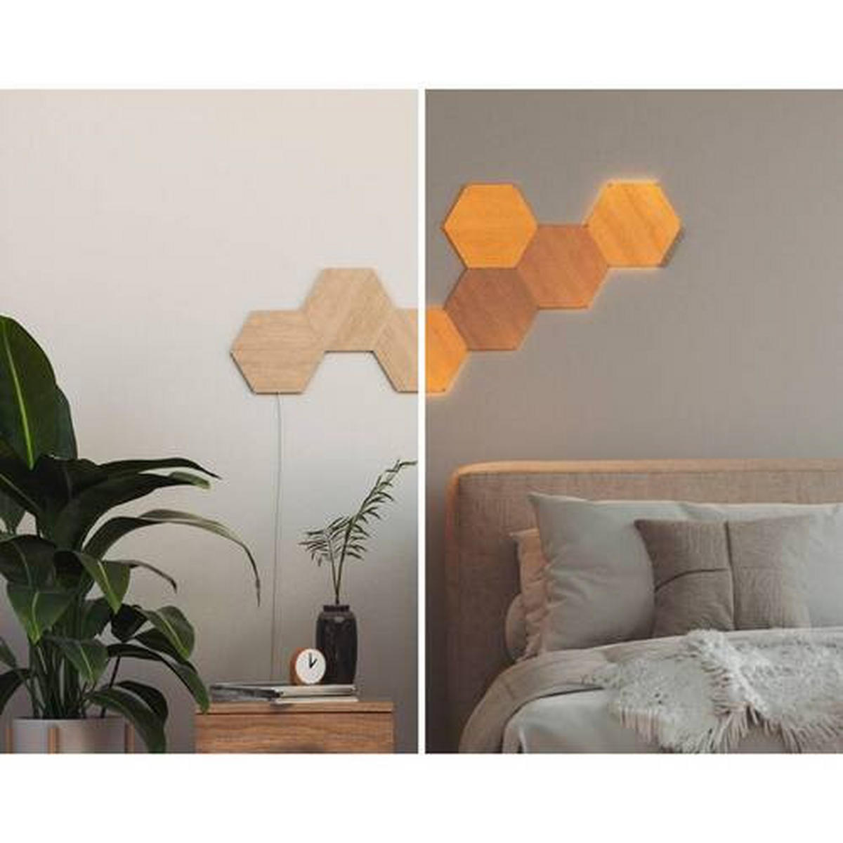 NANOLEAF HEXAGONS 7ER NANOLEAF WOOD LOOK HEXAGONS 23/0,6/20 cm   - Braun/Naturfarben, Basics, Kunststoff (23/0,6/20cm)