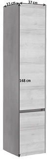 VISOKI ORMAR  tamnosiva  - tamnosiva/boja hrasta, Dizajnerski, staklo/pločasti materijal (37/168/33cm) - Dieter Knoll