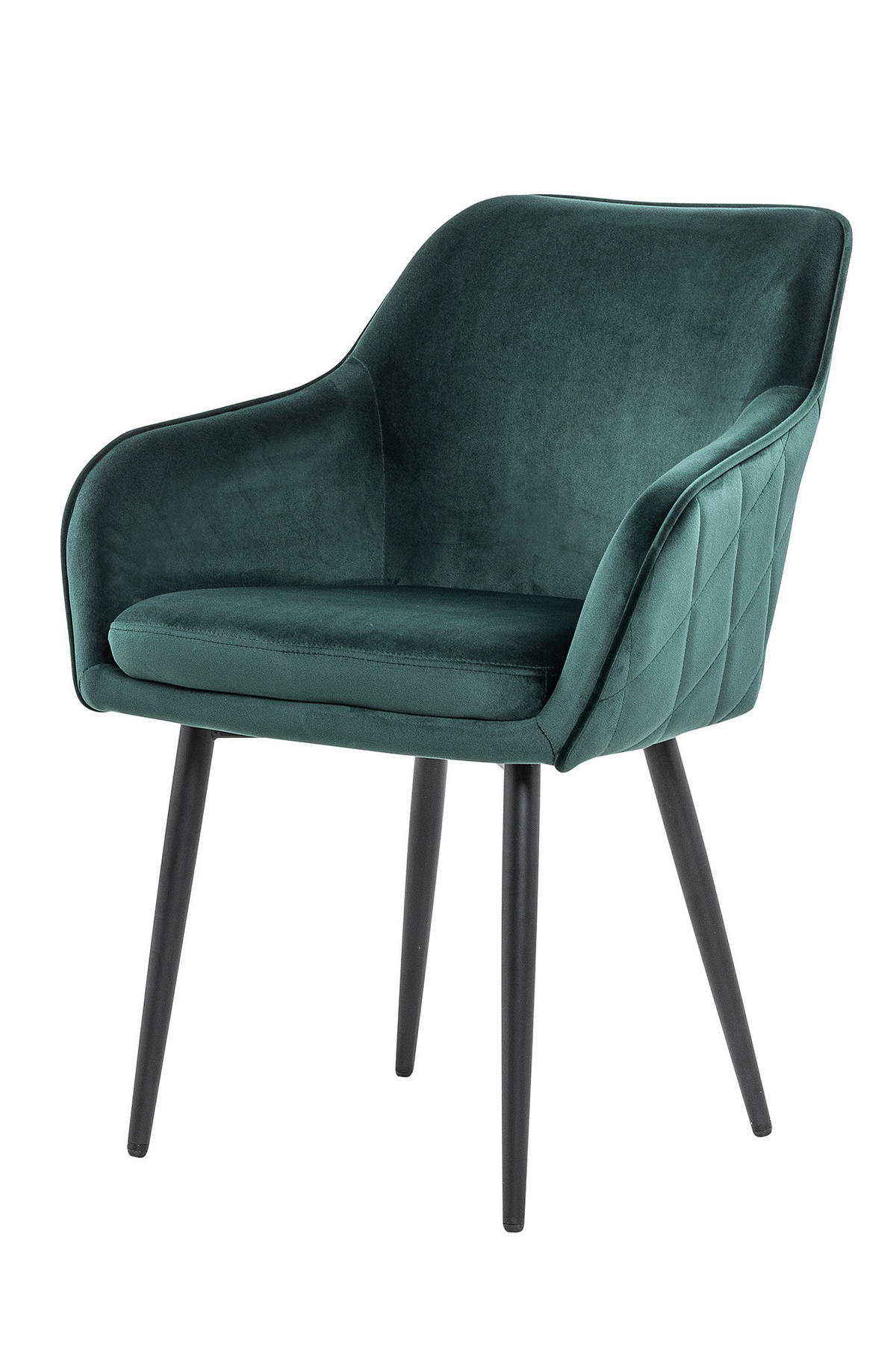 ARMLEHNSTUHL   Samt  - Waldgrün/Schwarz, MODERN, Textil/Metall (61/85/60cm) - Livetastic