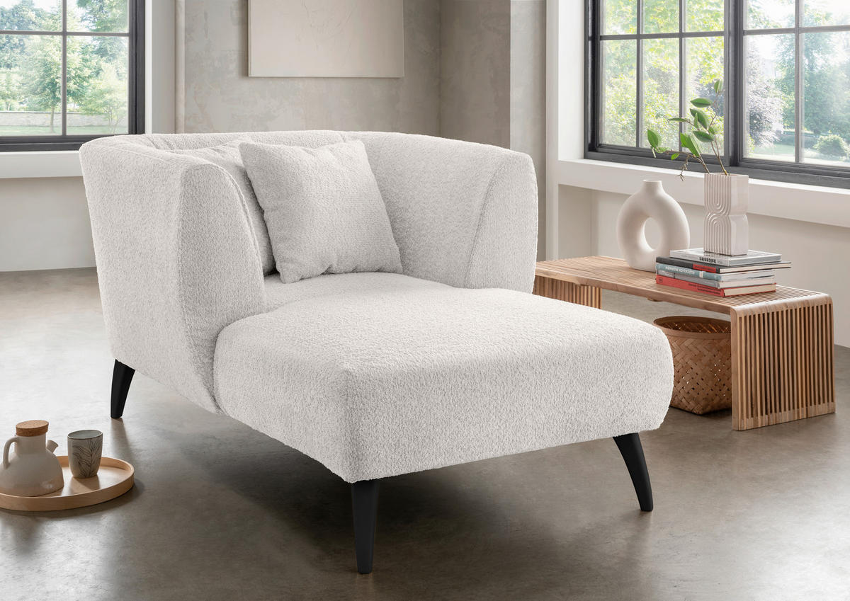 XXL-SESSEL in Bouclé Weiss  - Weiss/Schwarz, Modern, Holz/Textil (108/84/155cm) - MID.YOU