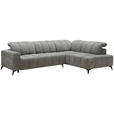 ECKSOFA Dunkelgrau Chenille  - Dunkelgrau/Schwarz, Design, Textil/Metall (293/214cm) - Xora