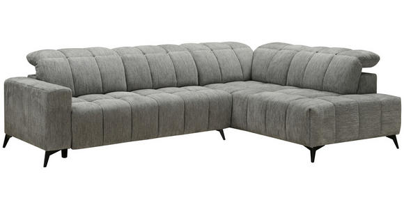 ECKSOFA Dunkelgrau Chenille  - Dunkelgrau/Schwarz, Design, Textil/Metall (293/214cm) - Xora