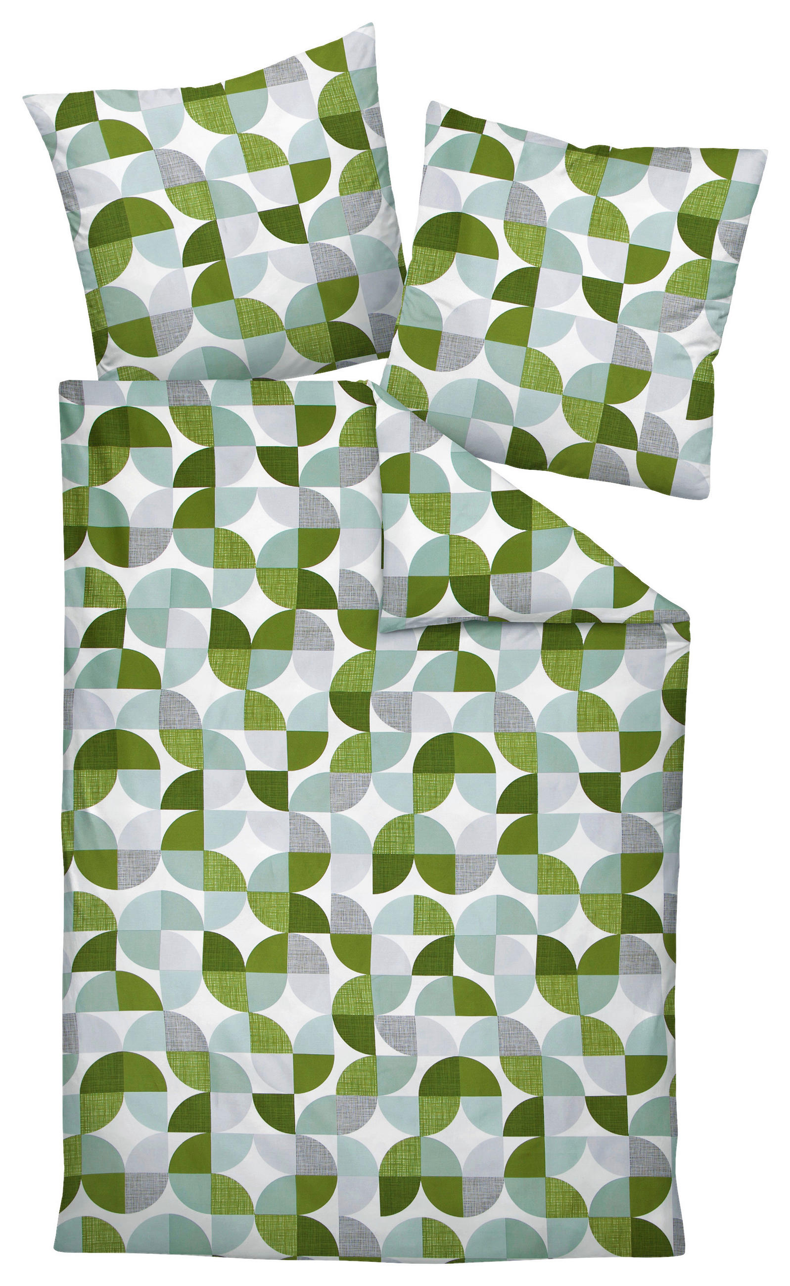 BETTWÄSCHE 135/200 cm PALERMO Makosatin  - Grau/Grün, Design, Textil (135/200cm) - Janine