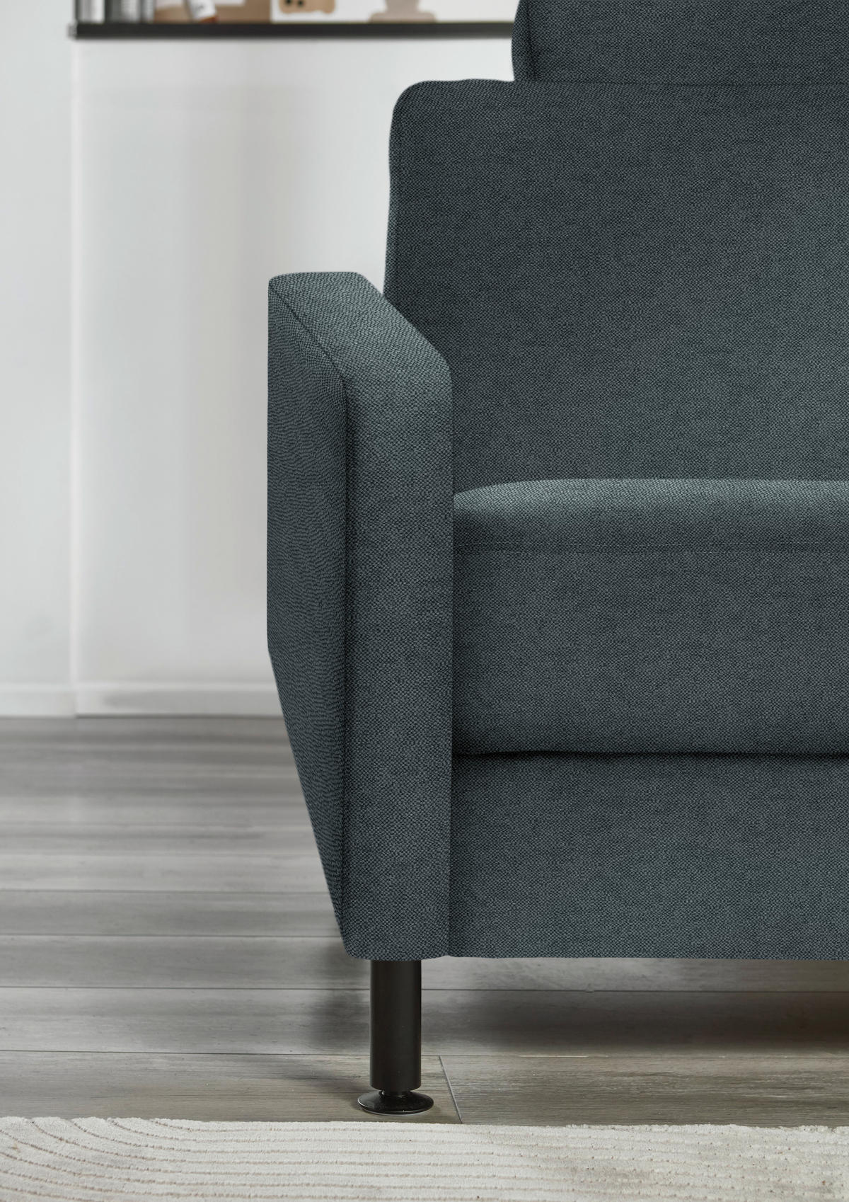 ECKSOFA  in Chenille, Flachgewebe Blau  316/175 cm  - Blau/Schwarz, Design, Textil/Metall (316/175cm) - Dieter Knoll