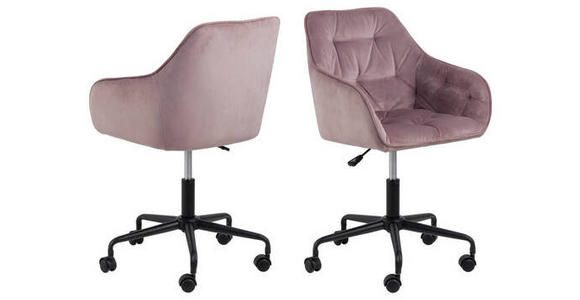 DREHSTUHL in Samt Rosa, Schwarz - Schwarz/Rosa, Trend, Textil/Metall (59/92/58,5cm) - Carryhome