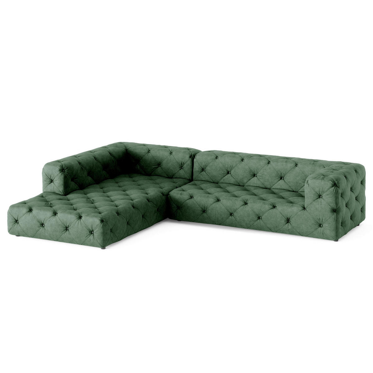 ECKSOFA Fresco in Mikrofaser Waldgrün  228/325 cm  - Waldgrün/Schwarz, Design, Kunststoff/Textil (228/325cm) - P & B
