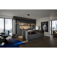 EINBAUKÜCHE   - Graphitfarben/Grau, Design, Holzwerkstoff - Dieter Knoll