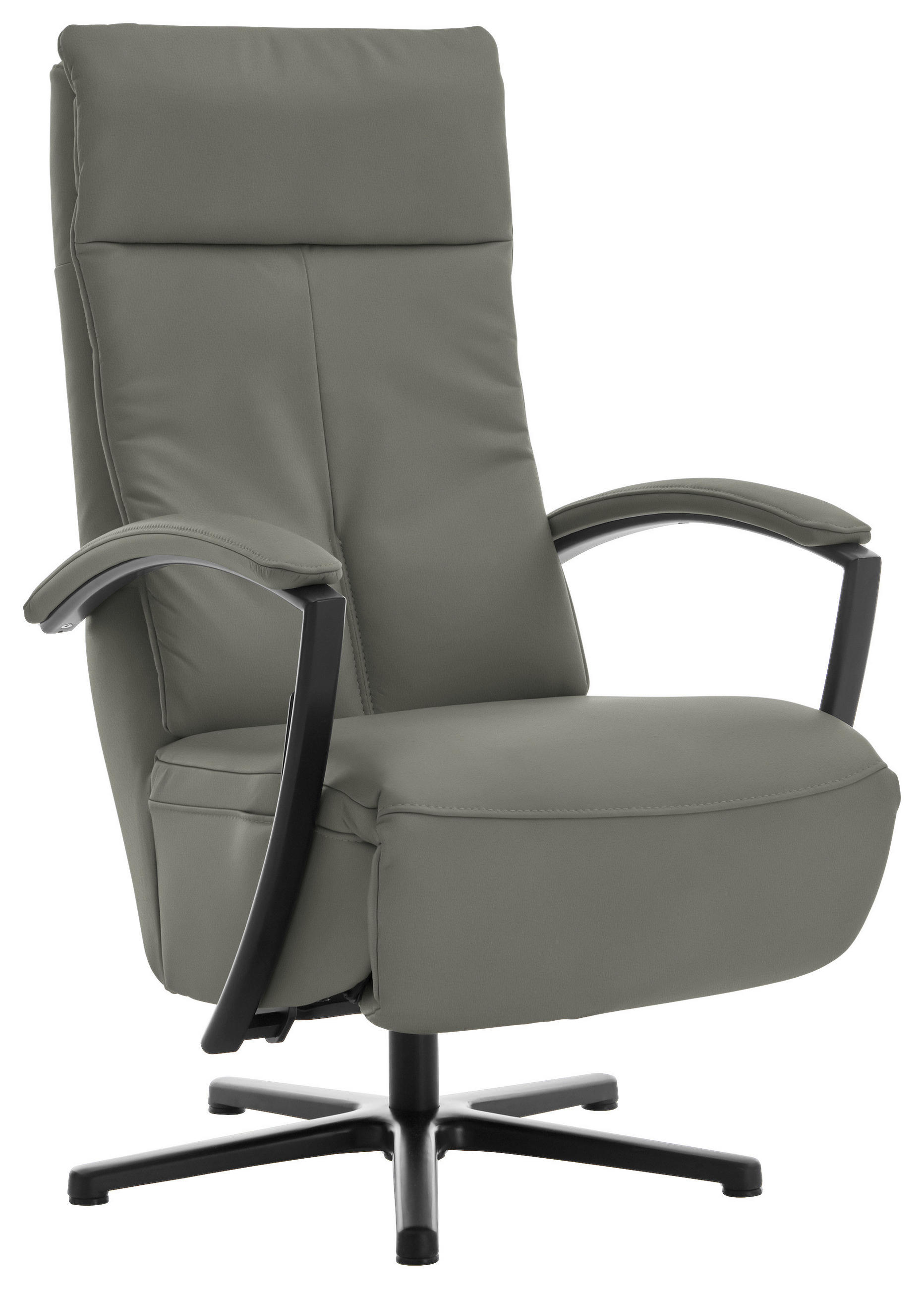 RELAXSESSEL in Leder Grau  - Schwarz/Grau, Design, Leder/Metall (76/112/83cm) - Beldomo Speed
