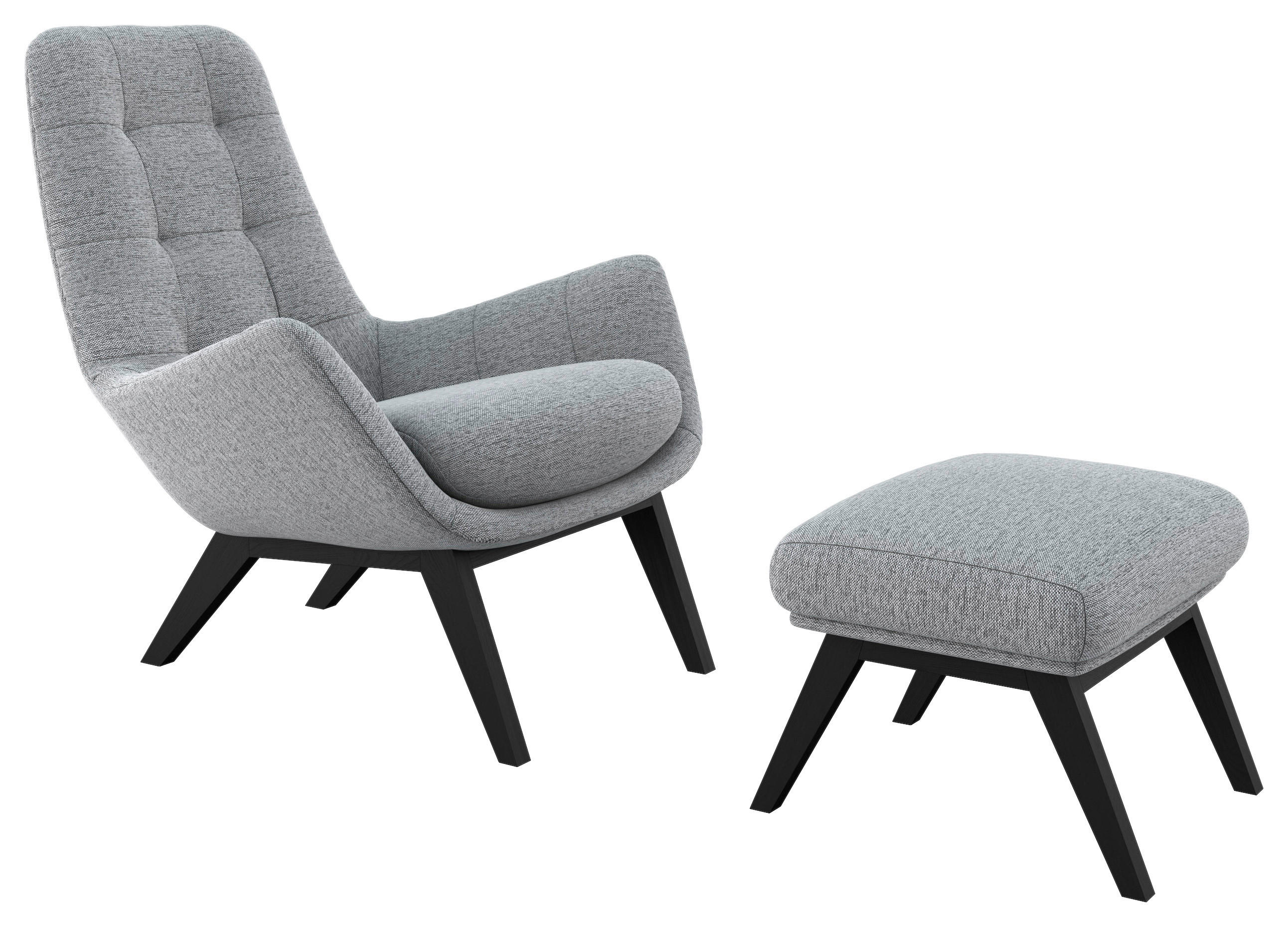 SESSELSET Flachgewebe Hocker    - Hellgrau/Schwarz, Design, Holz/Textil (84/95/96cm) - MID.YOU