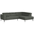 ECKSOFA in Struktur Grau  280/205 cm  - Schwarz/Grau, Design, Textil/Metall (280/205cm) - Xora