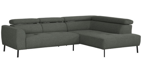 ECKSOFA in Struktur Grau  280/205 cm  - Schwarz/Grau, Design, Textil/Metall (280/205cm) - Xora