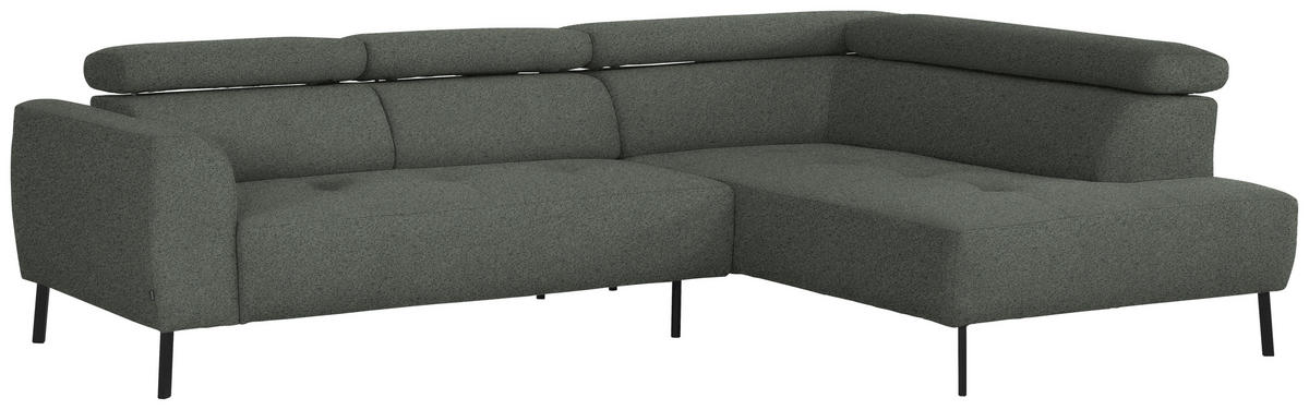 ECKSOFA in Struktur Grau  280/205 cm  - Schwarz/Grau, Design, Textil/Metall (280/205cm) - Xora