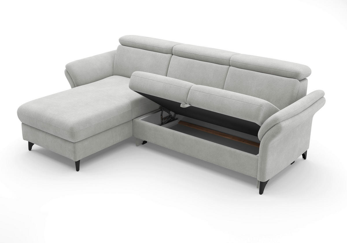 ECKSOFA GLENDALE E Silberfarben Flachgewebe  - Silberfarben/Schwarz, KONVENTIONELL, Textil/Metall (166/253cm) - Sit & More