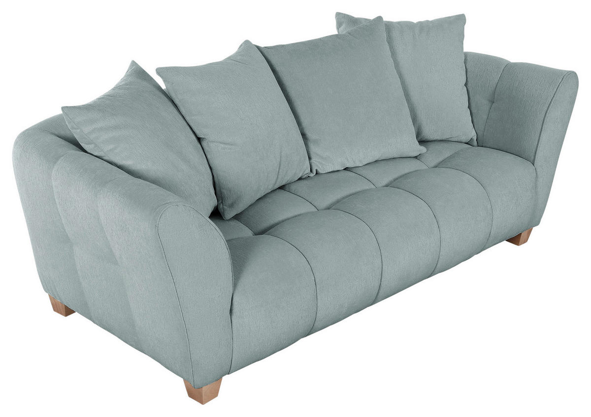 3-SITZER-SOFA Chenille Hellblau  - Buchefarben/Hellblau, KONVENTIONELL, Holz/Textil (212/72/95cm) - Milino