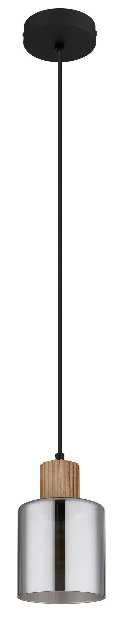 HÄNGELEUCHTE 12/120 cm    - Dunkelbraun/Schwarz, Natur, Glas/Holz (12/120cm) - Globo