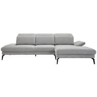 ECKSOFA in Chenille Grau  - Schwarz/Grau, Design, Textil/Metall (289/180cm) - Stylife
