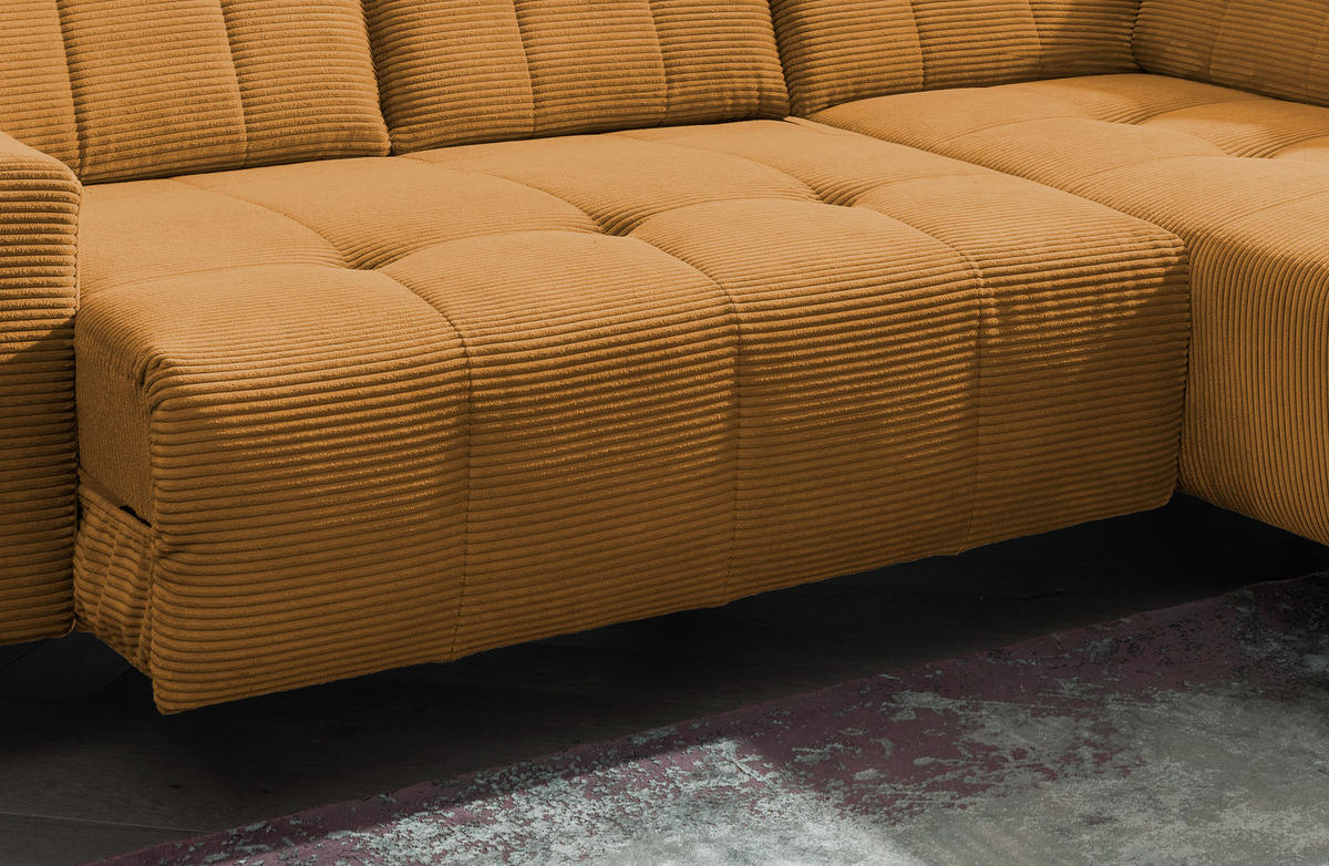 ECKSOFA Goldfarben Cord  - Goldfarben/Schwarz, MODERN, Textil/Metall (261/200cm) - Livetastic