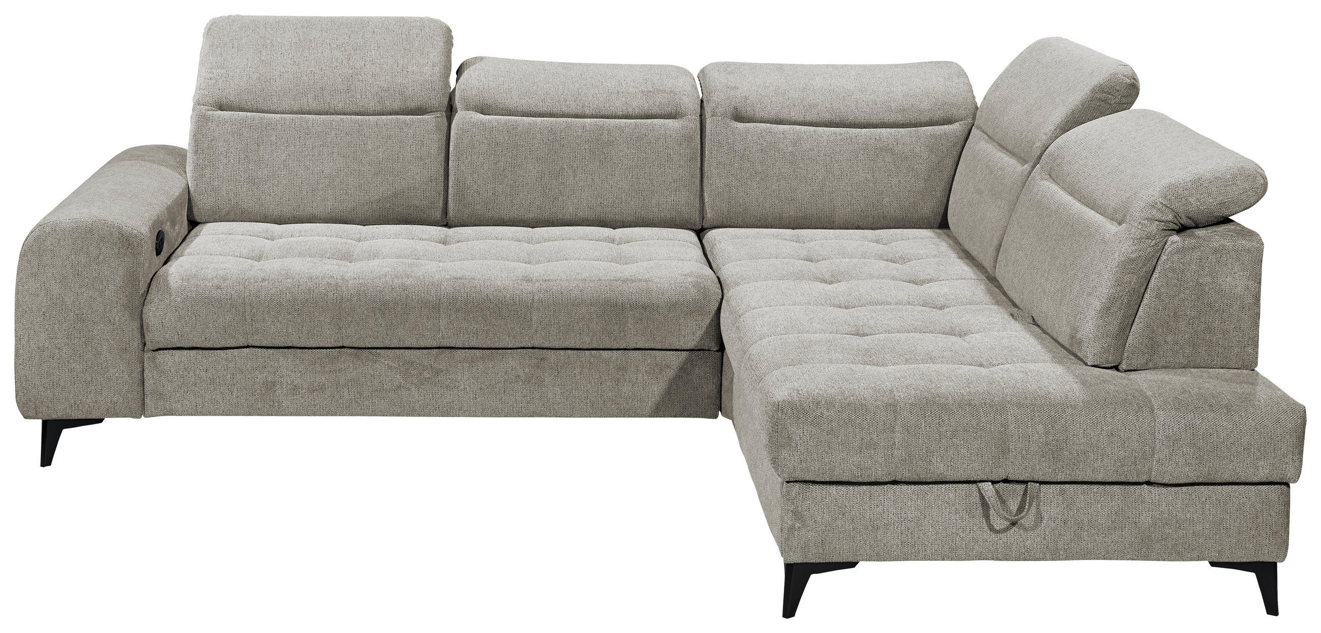 ECKSOFA Taupe Webstoff  - Taupe/Schwarz, KONVENTIONELL, Kunststoff/Textil (282/200cm) - MID.YOU