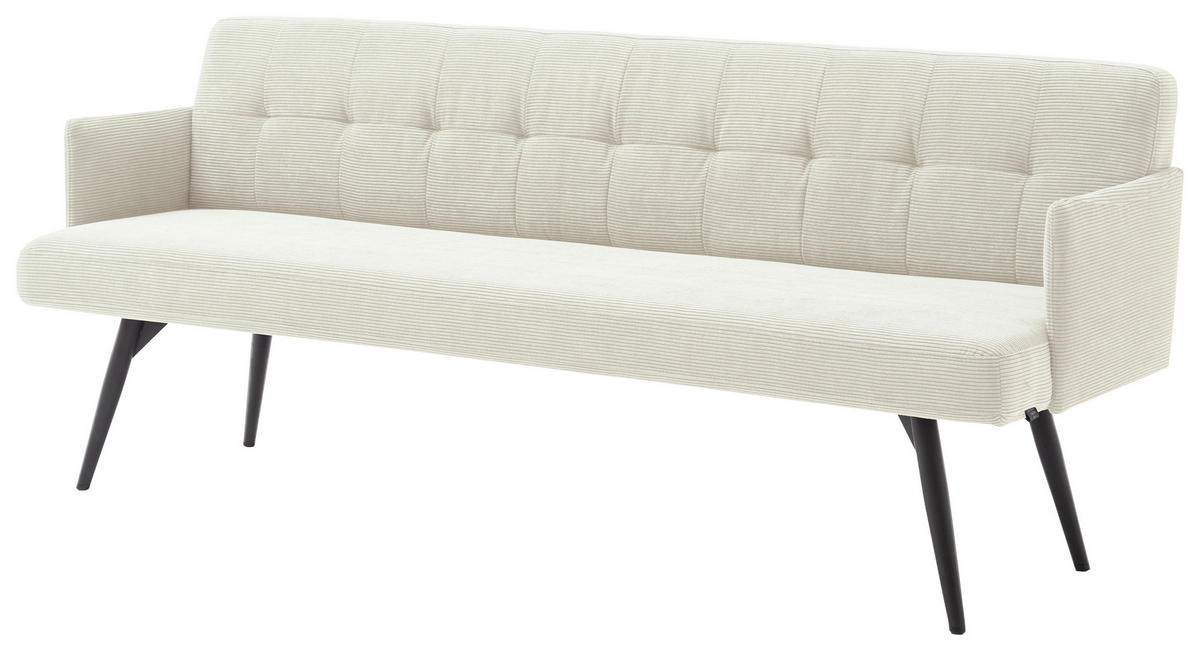 SITZBANK in Textil Weiss  - Weiss/Schwarz, Design, Textil/Metall (206/85/69cm) - Johann Jakob