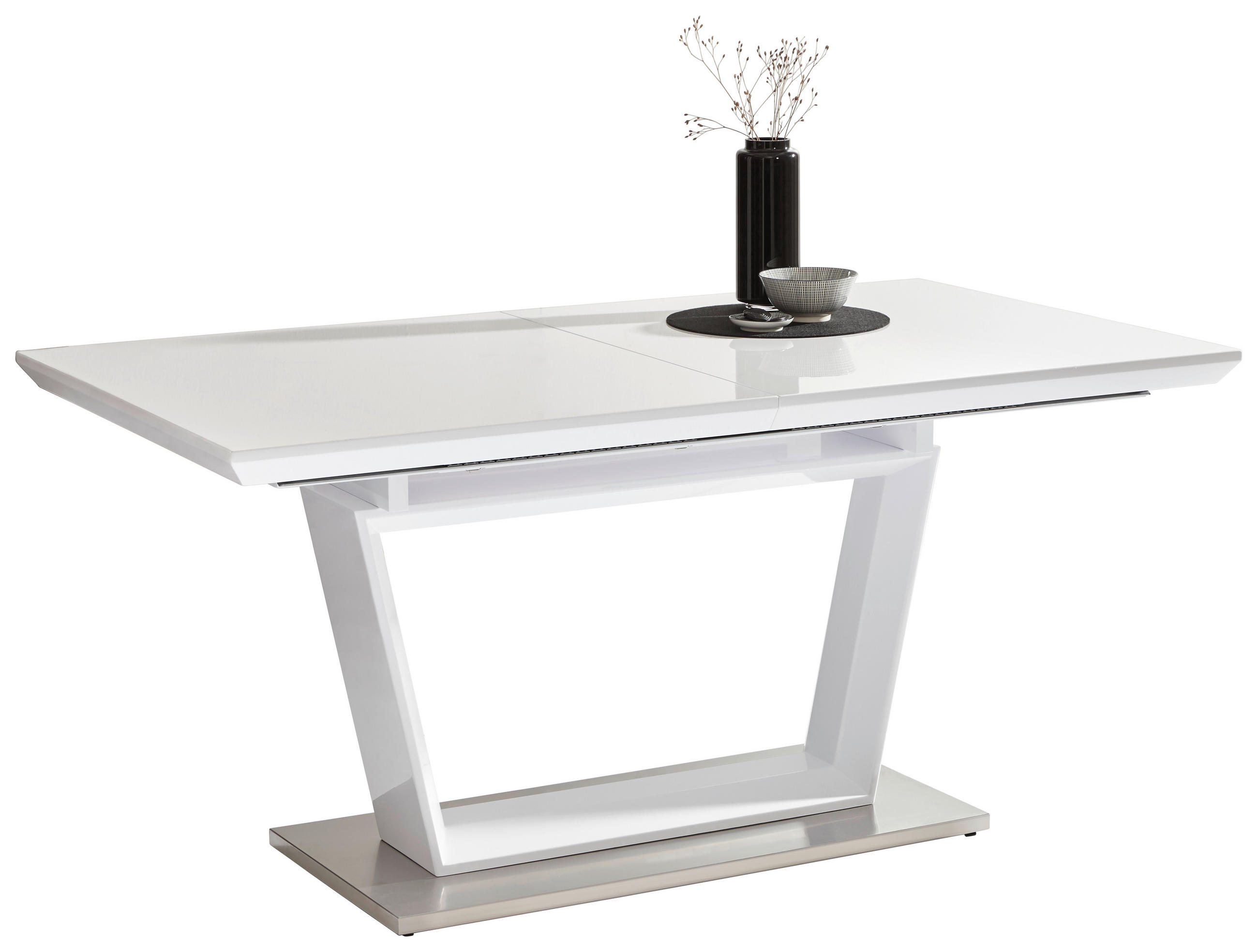 STOL ZA BLAGOVAONICU  bijela, boje oplemenjenog čelika  metal, drvni materijal  - bijela/boje oplemenjenog čelika, Design, drvni materijal/metal (160(240)/90/76cm) - Novel