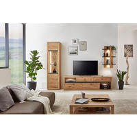 WOHNWAND  in Eichefarben  285,2/209,3/50,2 cm    - Eichefarben/Grau, Design, Glas/Holz (285,2/209,3/50,2cm) - Modante