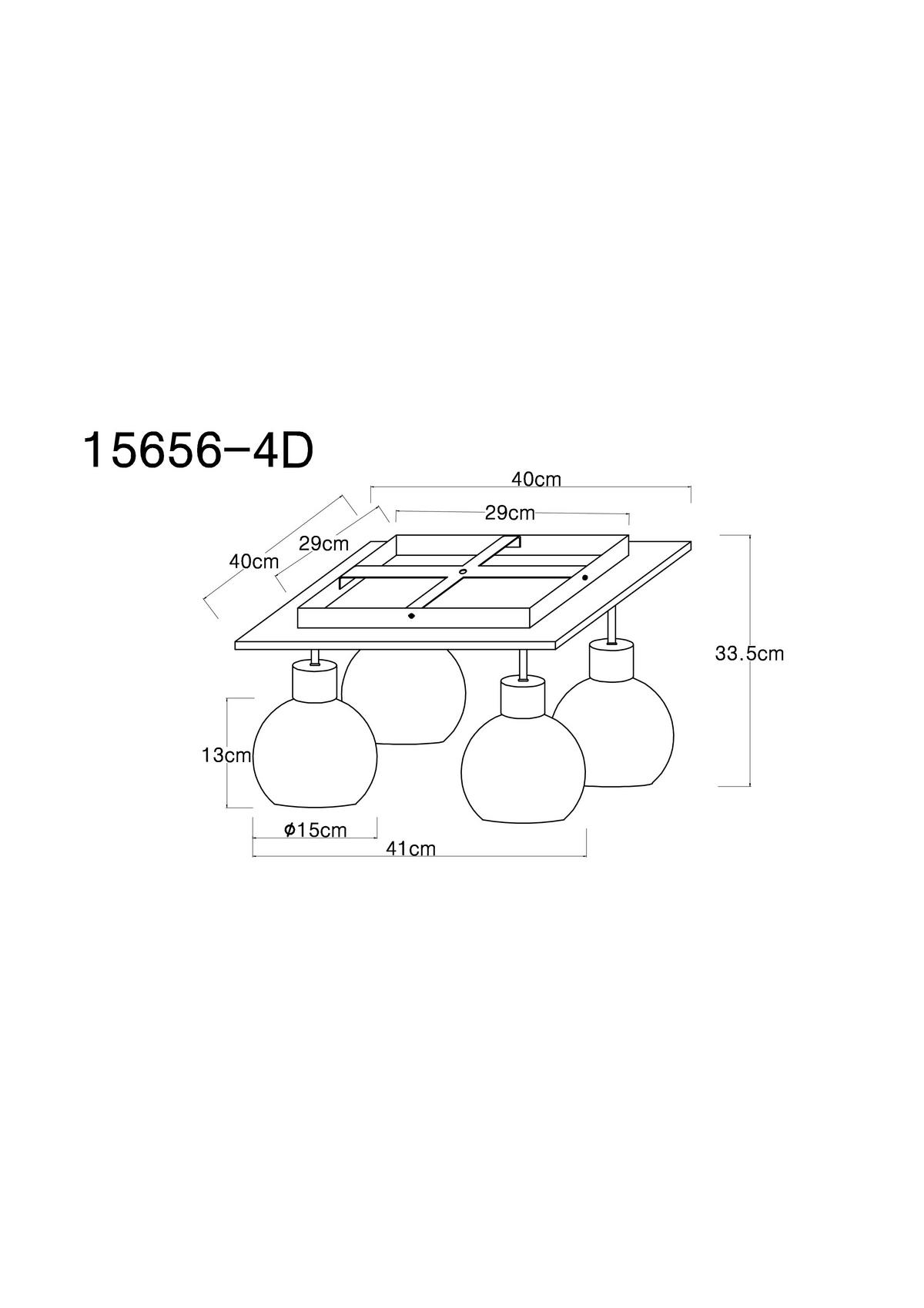 DECKENLEUCHTE    40/40/33,5 cm  - Schwarz/Braun, Natur, Glas/Holzwerkstoff (40/40/33,5cm) - Globo