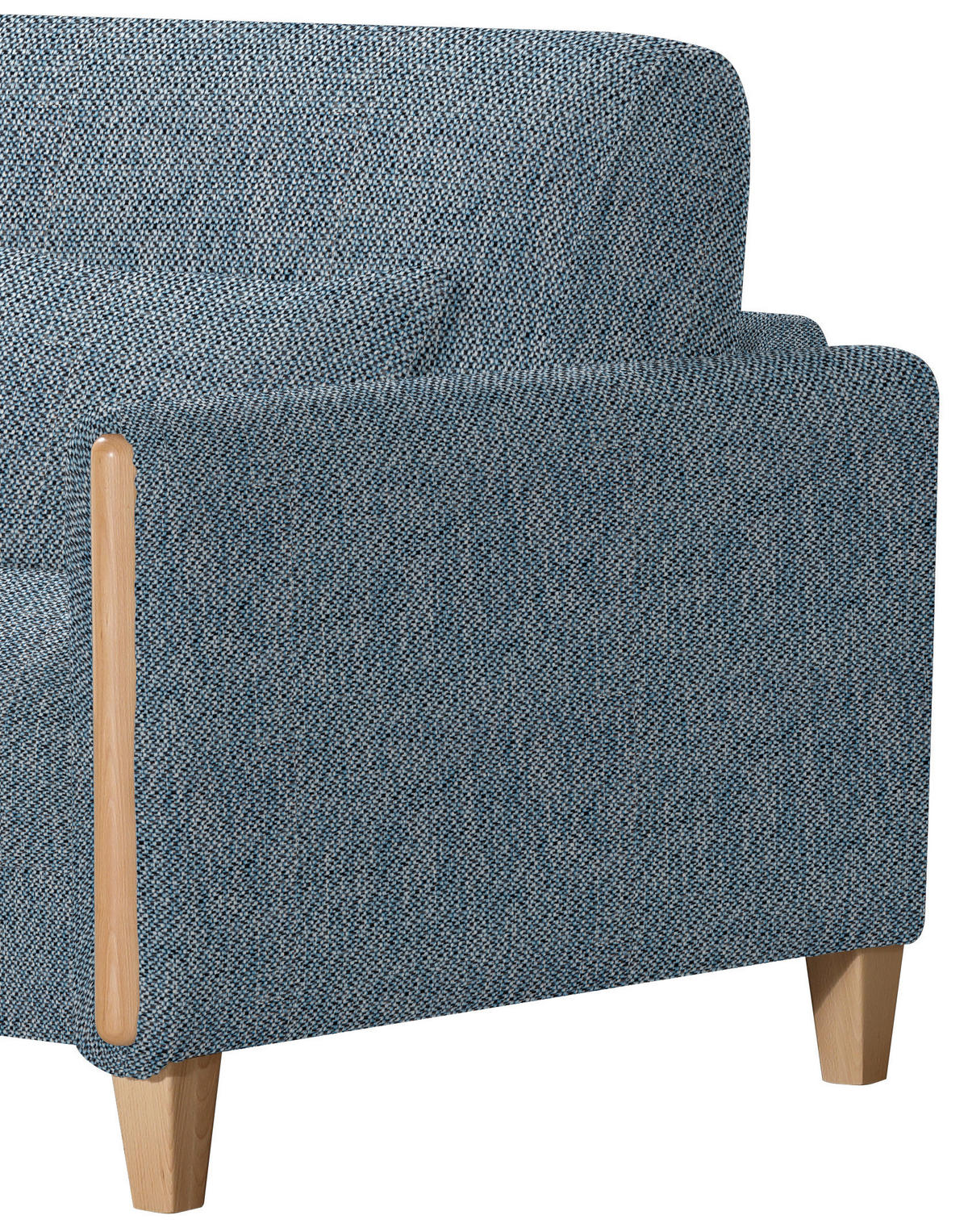 SCHLAFSOFA Webstoff Blau, Buchefarben Fussart wählbar, Stoffauswahl, Rücken echt, Armteil links, Armteil rechts  - Blau/Buchefarben, Design, Holz/Textil (174/88/104cm) - Niels Andersson
