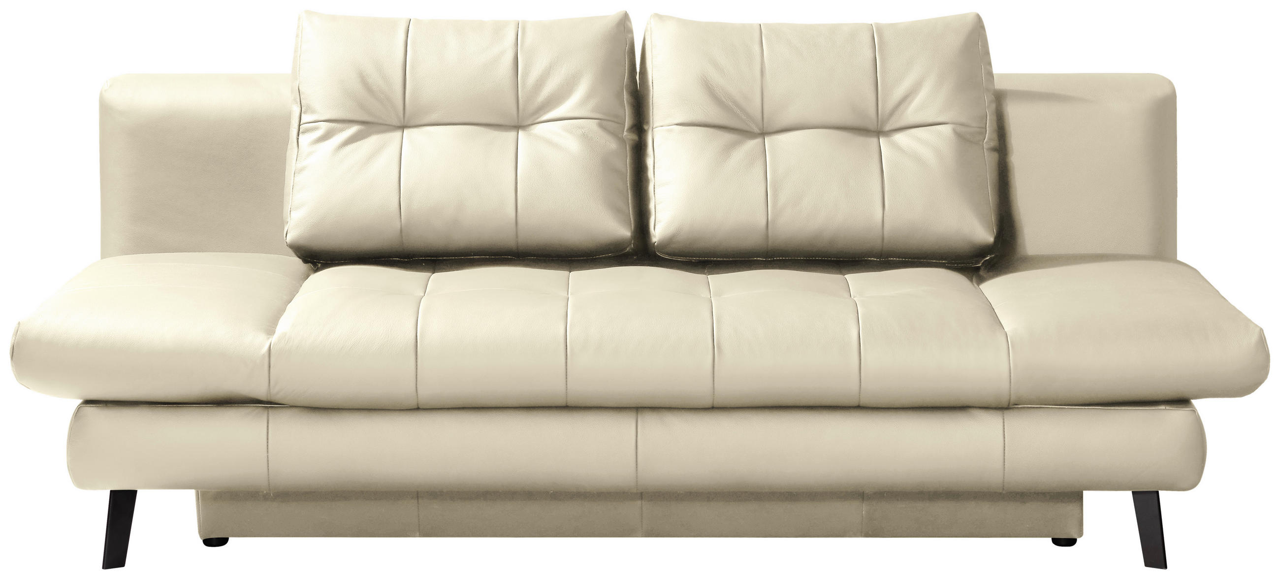 SCHLAFSOFA Ecru Echtleder  - Ecru/Schwarz, Design, Leder/Metall (209/94/94cm) - Novel