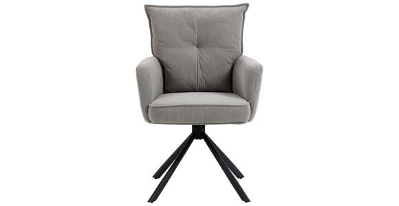 ARMLEHNSTUHL in Eisen Cord - Taupe/Schwarz, Design, Textil/Metall (60/95/67cm) - Novel