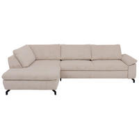 ECKSOFA Sense Ecru Cord, Velours  - Ecru/Schwarz, Design, Textil/Metall (197/291cm) - Beldomo Style