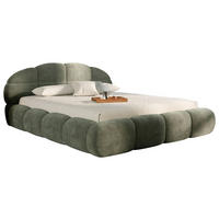 POLSTERBETT 180/200 cm,  in Grün, gepolstertes Kopfteil, Lattenrost, Bettkasten,  - Schwarz/Grün, Design, Holz/Textil (180/200cm) - Chameo