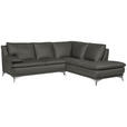 ECKSOFA Grün Echtleder  - Chromfarben/Grün, Design, Leder/Metall (242/224cm) - Novel
