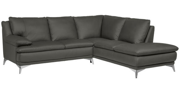 ECKSOFA Grün Echtleder  - Chromfarben/Grün, Design, Leder/Metall (242/224cm) - Novel
