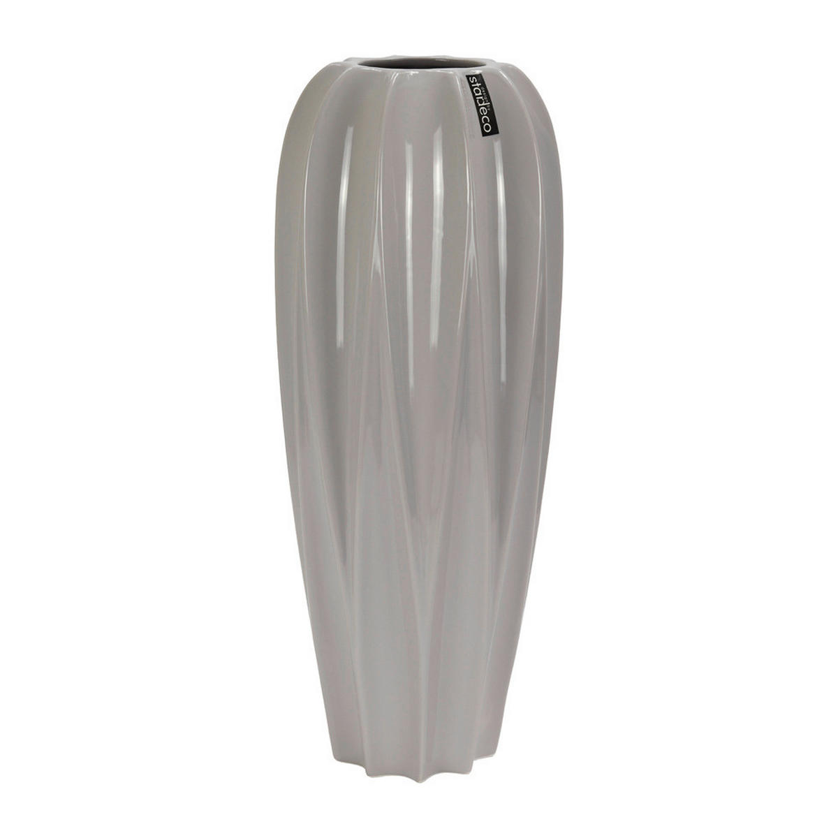 VÁZA, keramika, 46 cm - světle šedá, Basics, keramika (18/46/18cm)