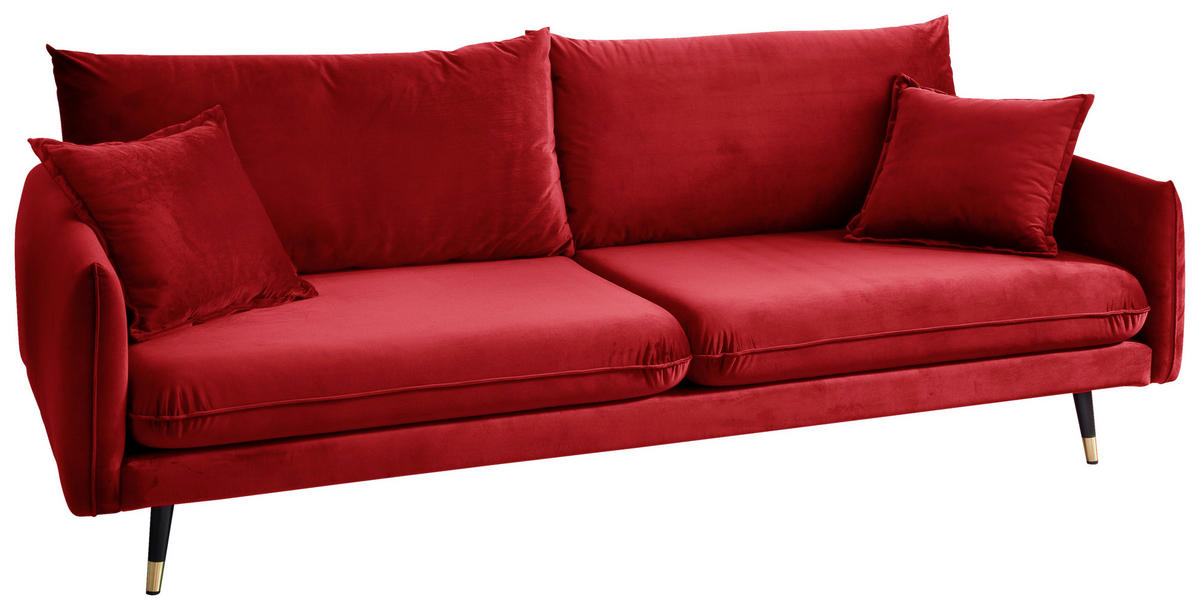 3-SITZER-SOFA ROSSANA-3S Sofa Samt Dunkelrot  - Dunkelrot, MODERN, Textil (215/88/94cm) - MID.YOU