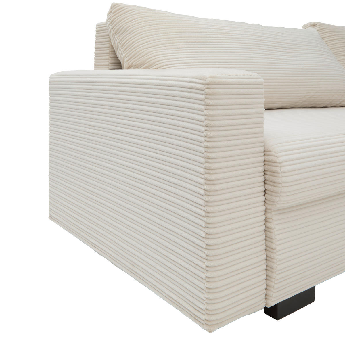 ECKSOFA Cord Beige  - Beige/Schwarz, Konventionell, Kunststoff/Textil (225/86/167cm) - MID.YOU